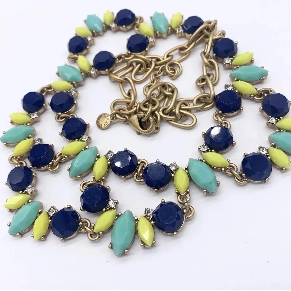 J. Crew Blue Green Yellow Jeweled Necklace